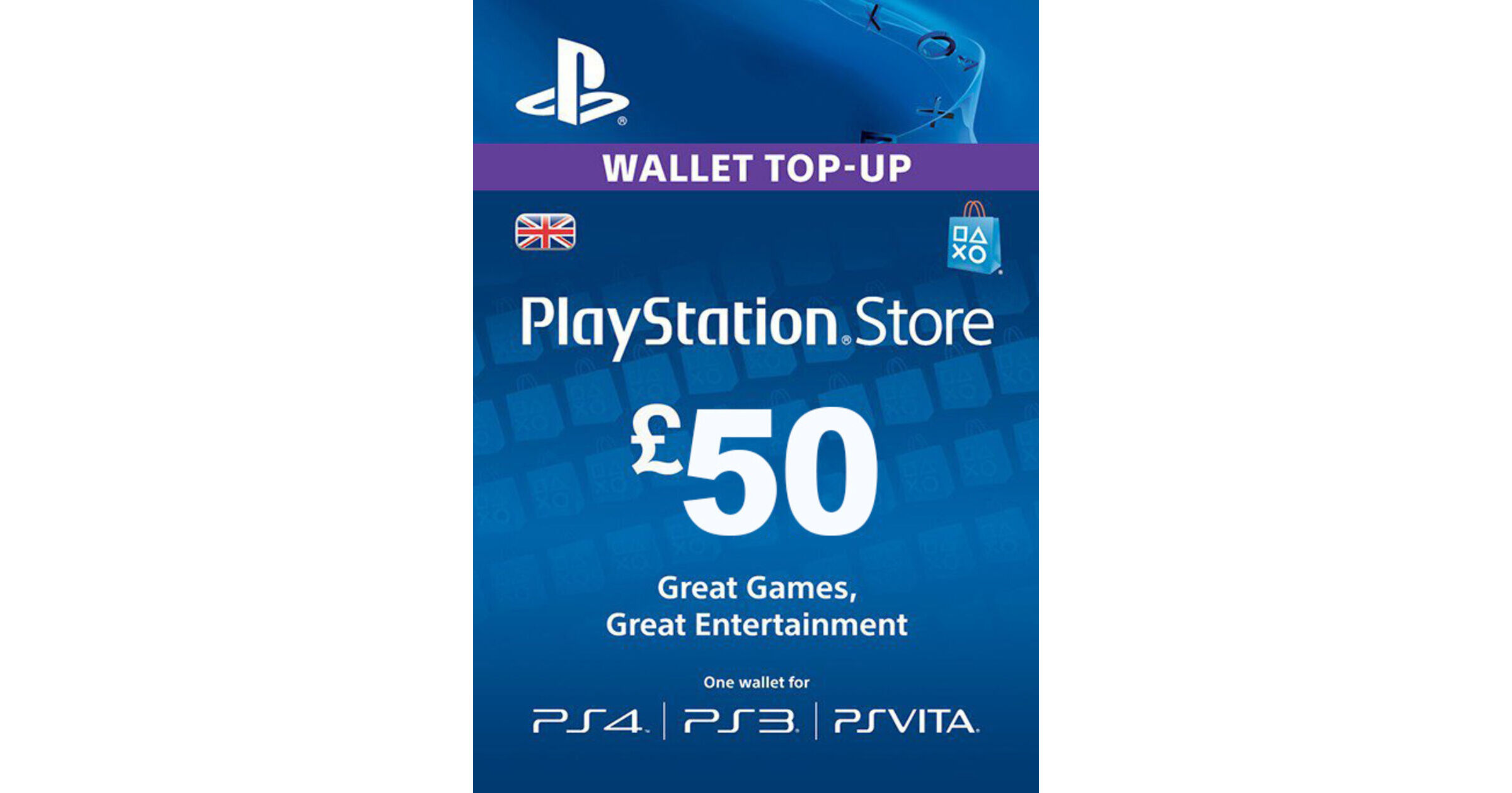 Playstation Network Top Up PS3/4/Vita £50 (Digital Product)