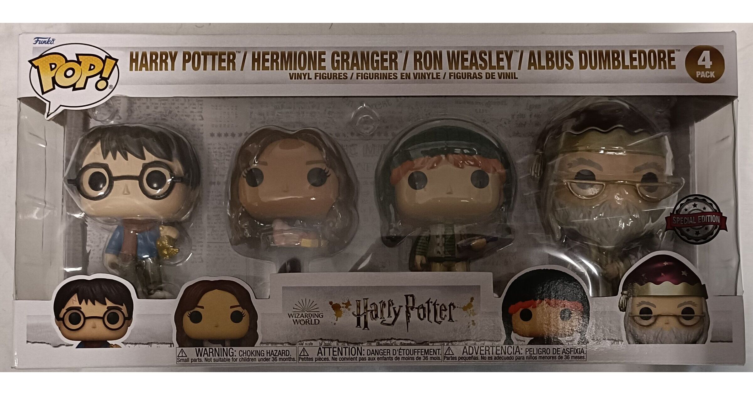Funko POP Harry Hermione Ron Dumbledore Holidays 4-Pack - Harry