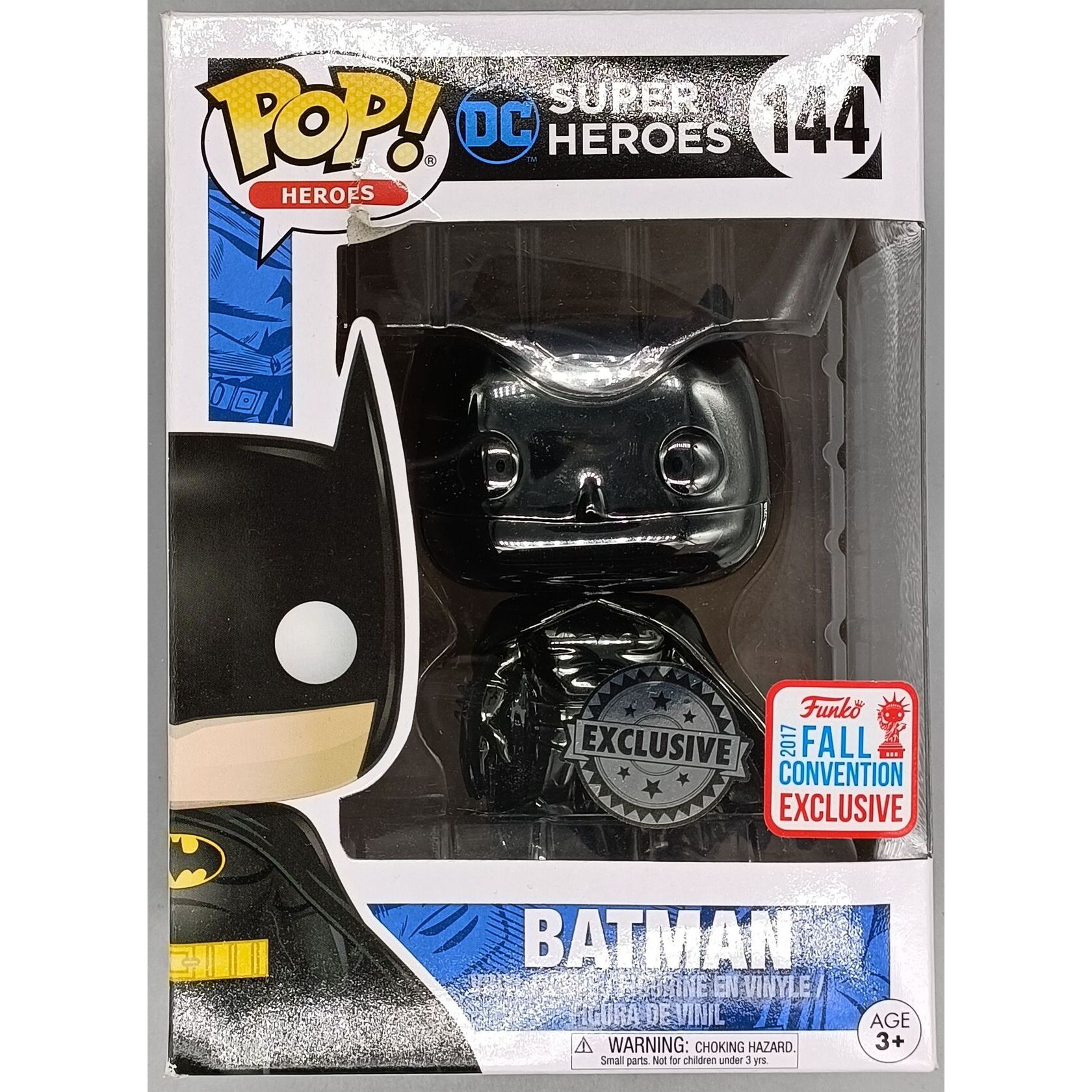 144 Batman (Black) Chrome - DC - 2017 Con Exc - BOX DAMAGE – Funko Pops