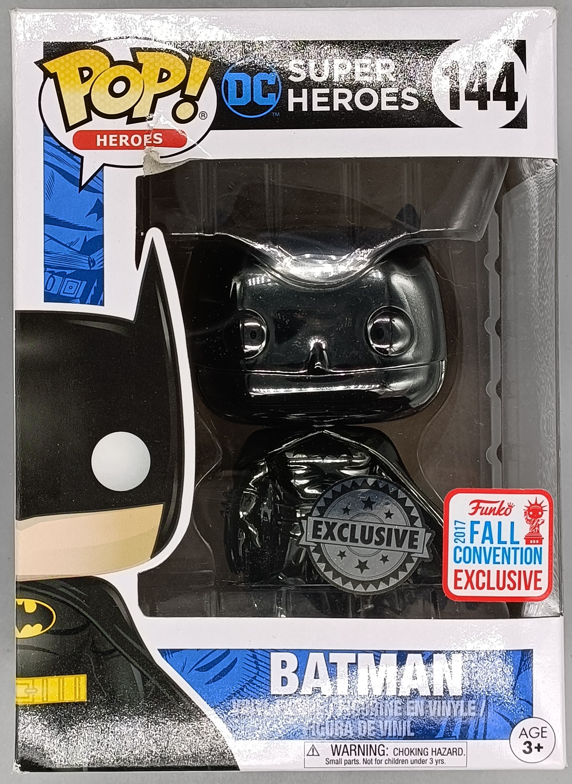 144 Batman (Black) Chrome - DC - 2017 Con Exc - BOX DAMAGE – Funko Pops