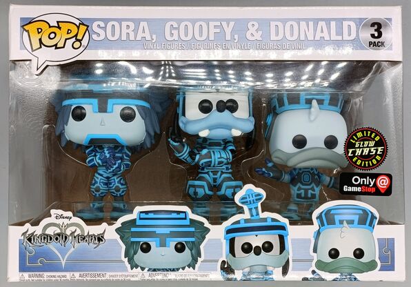 [3 Pack] Sora, Goofy, & Donald (Tron) Glow Chase Disney King