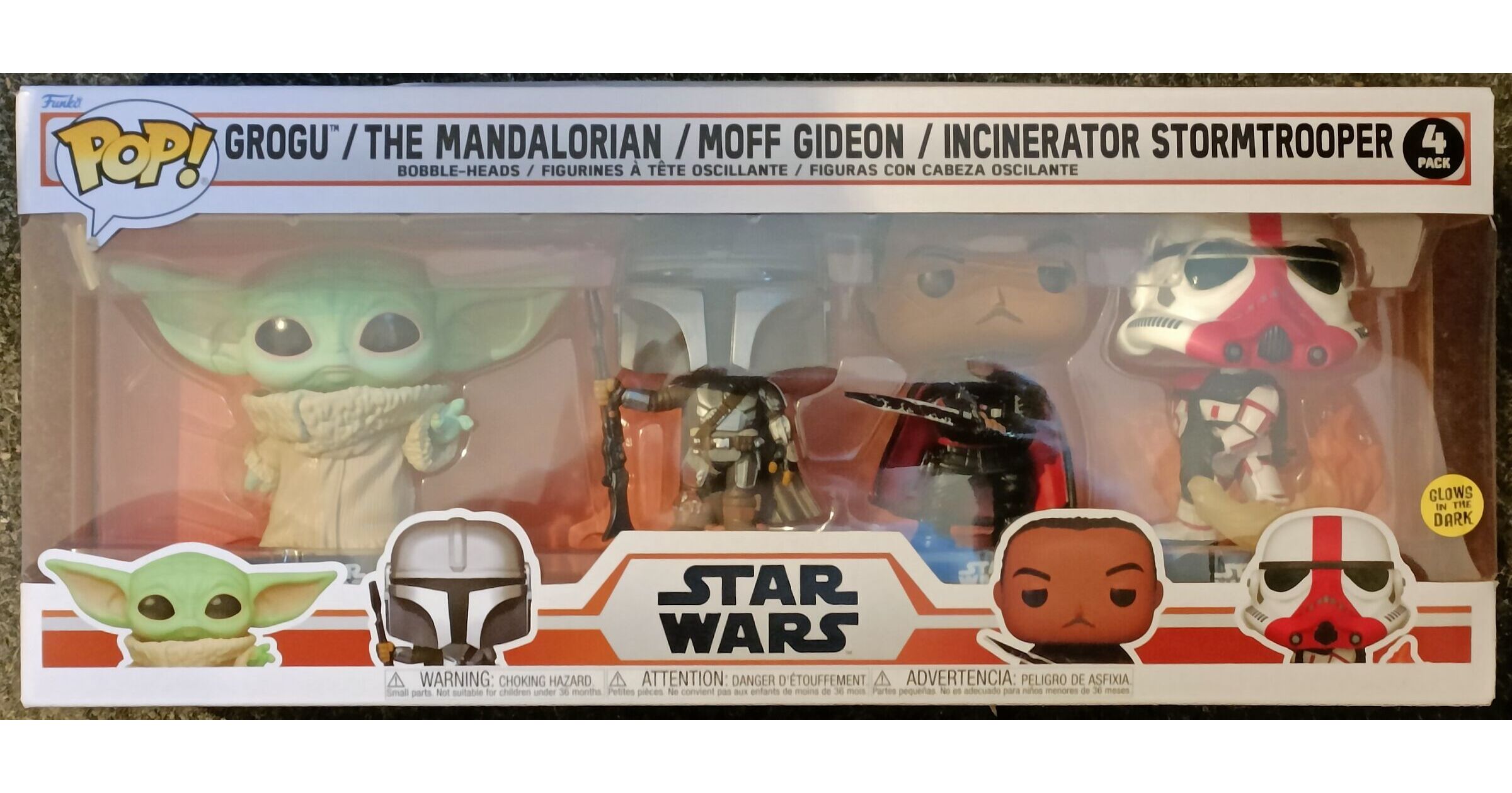 [4 Pack] Grogu, Mandalorian,Moff Gideon Glow - Star Wars – Funko Pops